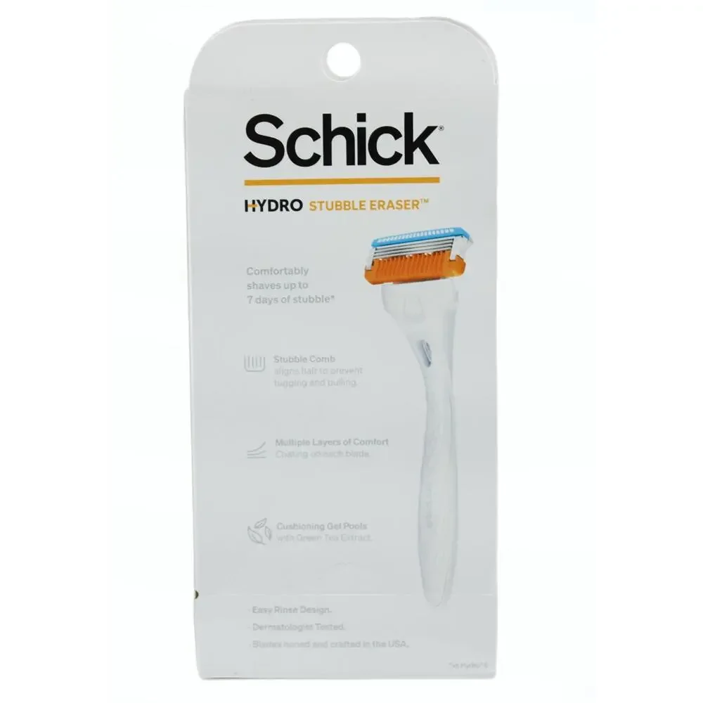 Men Razor Schick Hydro Stubble‎ Eraser 1 Razor and 1 Cartridge 2 Pack